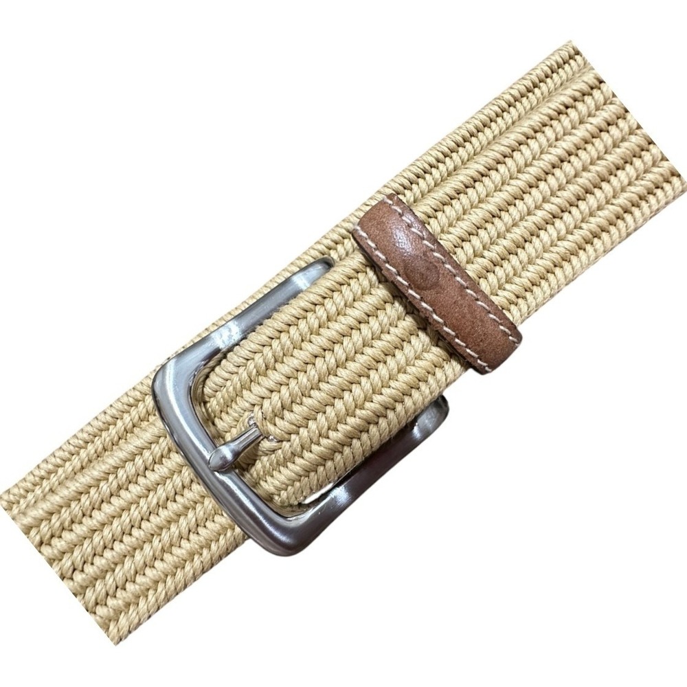 Brighton Woven Cord Belt Mens Tan Braided Leather Trim Nautical Coastal 42